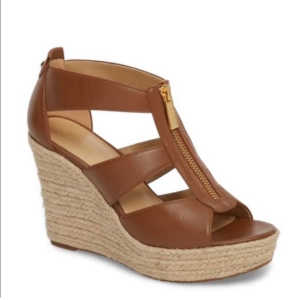 MICHAEL KORS DAMITA Wedge Sandal Brown Size 7 New in Box final price - Picture 3 of 6